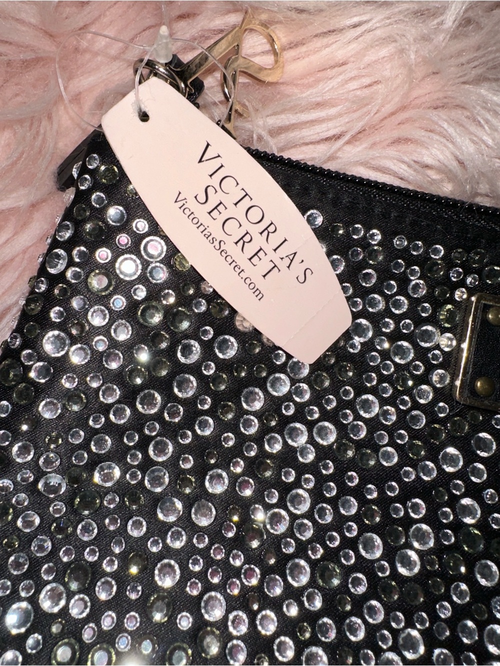 Victoria's Secret Black Crystal-Studded Makeup Pouch - Picture 3 of 14